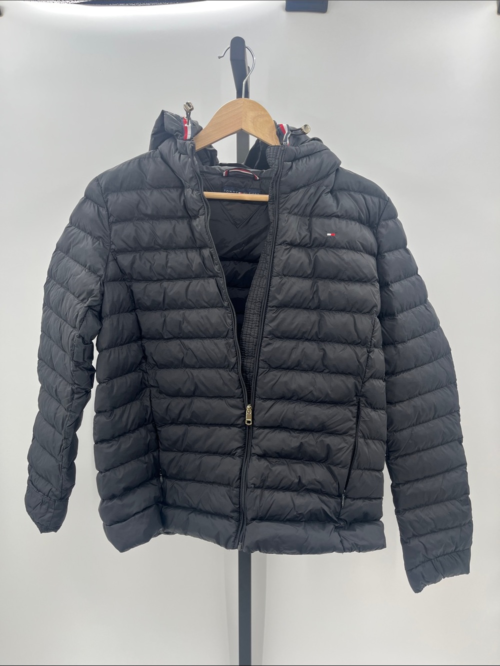 Tommy Hilfiger Black Quilted Packable Hooded Puffer Jacket